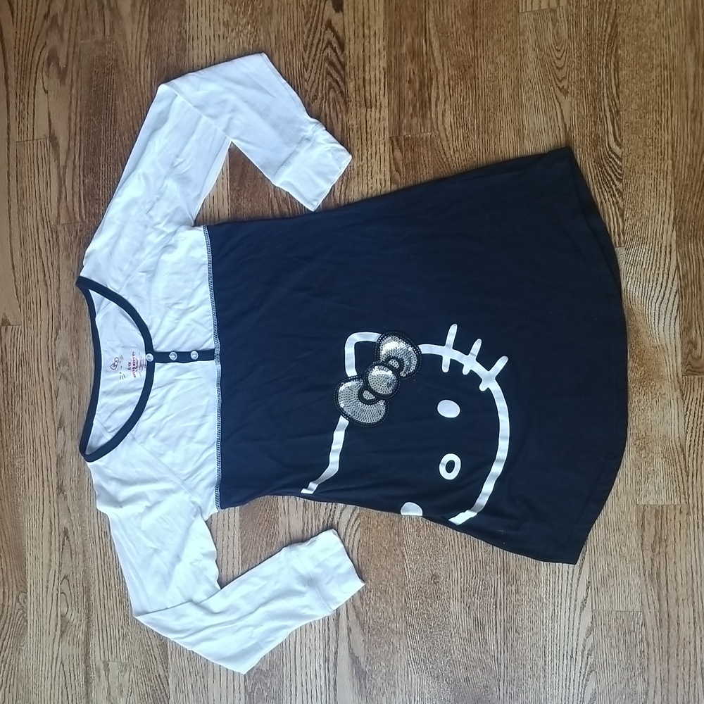 (S) Hello Kitty by Sanrio Lightweight Sleep Shirt Sweet Sequins Retro